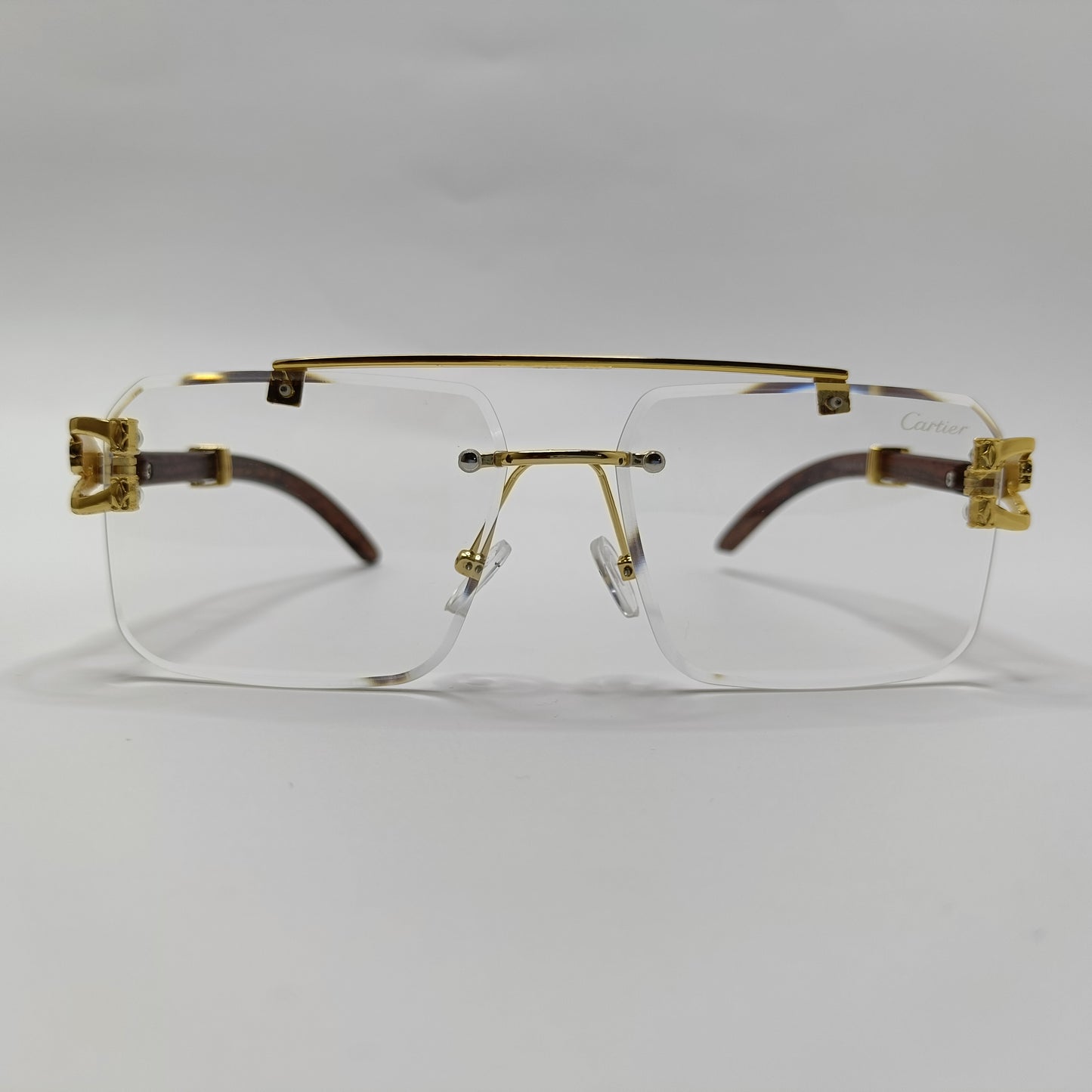 Leopard Transparent OG Gangster Rapper Rimless Wood Buffs Sunglasses